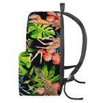 Black Tropical Giraffe Pattern Print Backpack