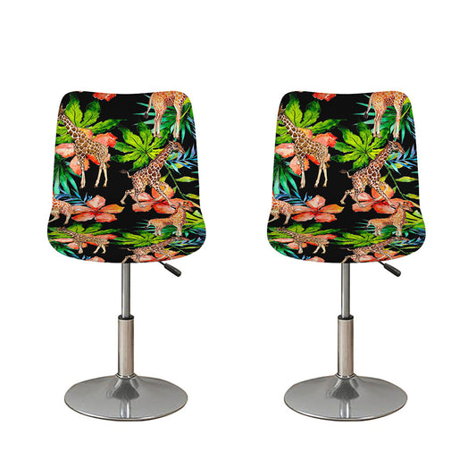 Black Tropical Giraffe Pattern Print Bar Stool Covers
