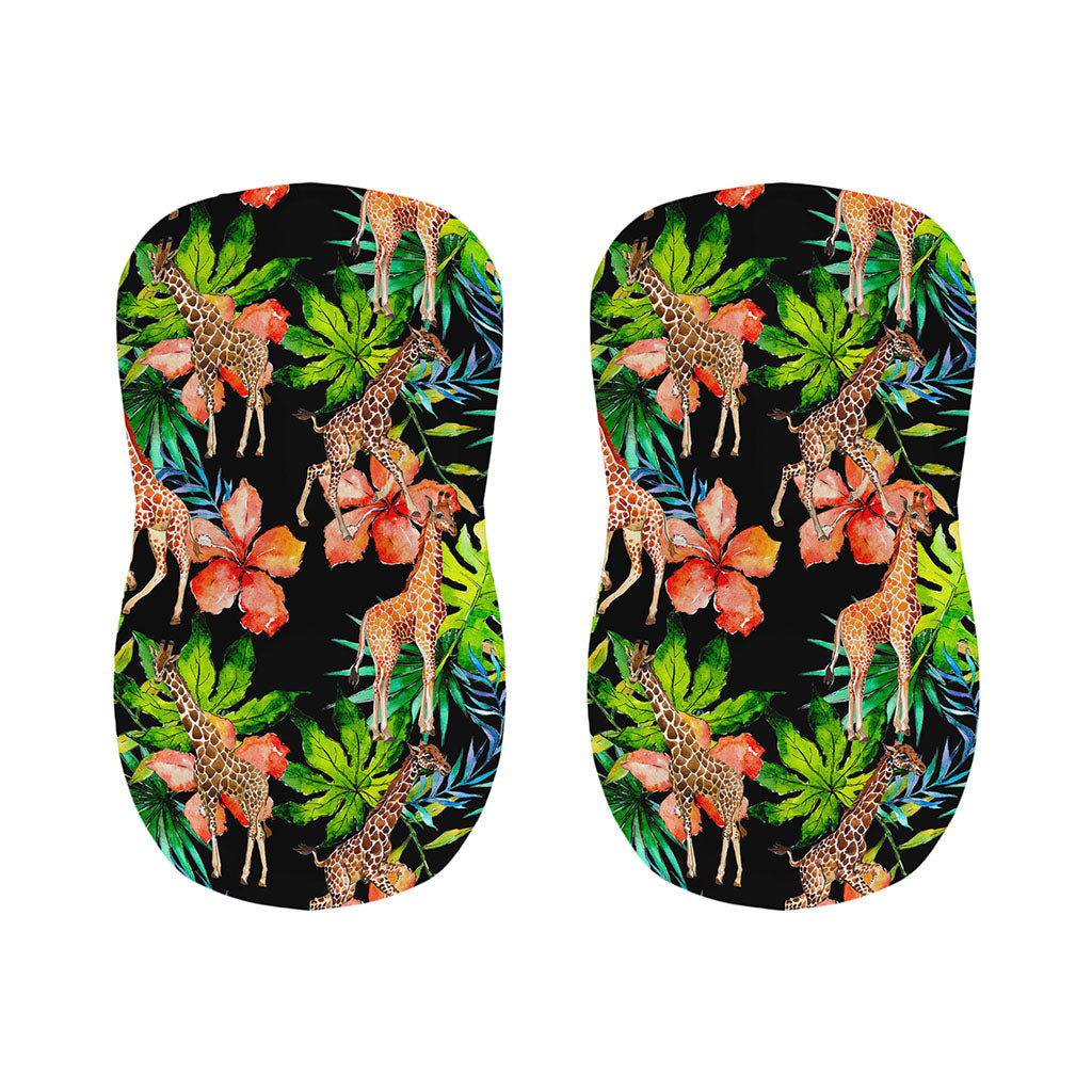 Black Tropical Giraffe Pattern Print Bar Stool Covers