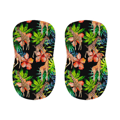 Black Tropical Giraffe Pattern Print Bar Stool Covers