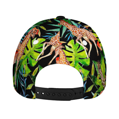 Black Tropical Giraffe Pattern Print Baseball Cap