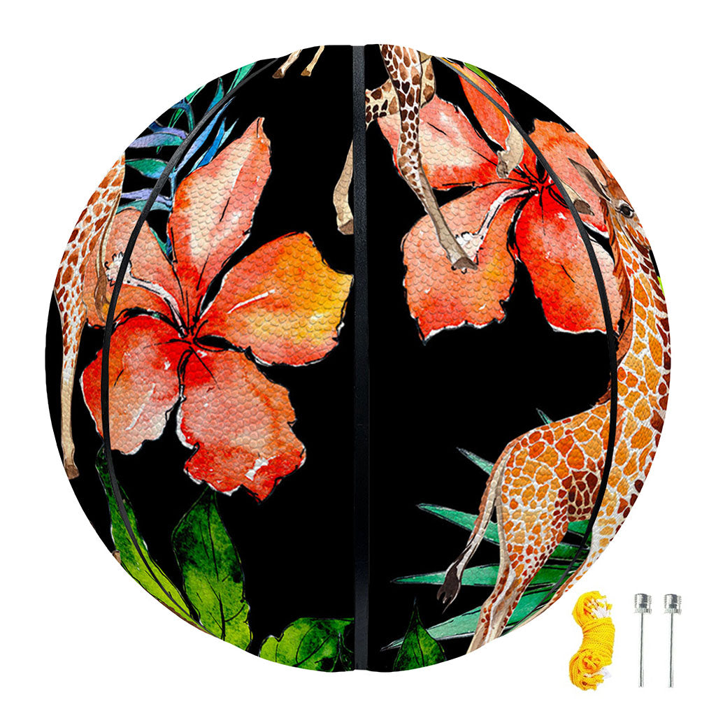 Black Tropical Giraffe Pattern Print Basketball