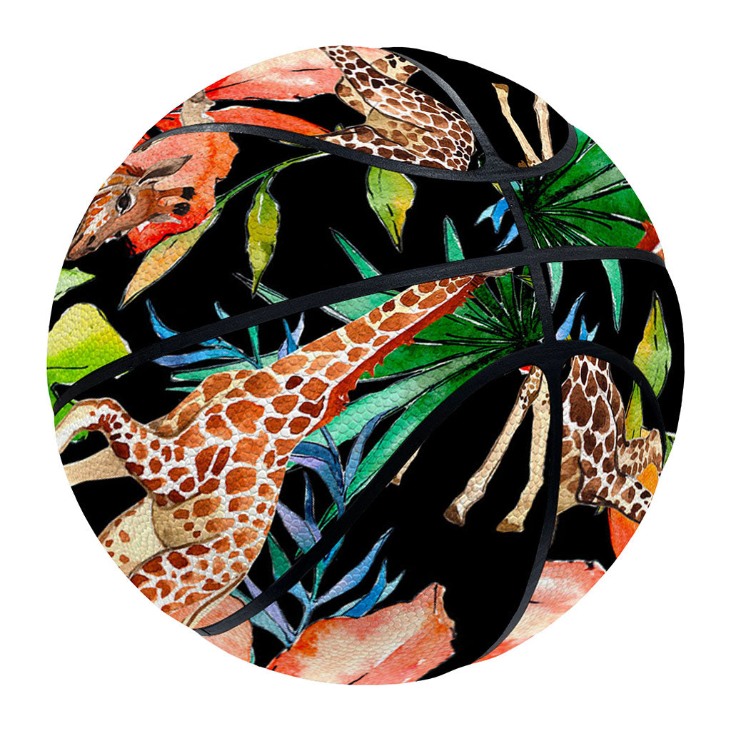 Black Tropical Giraffe Pattern Print Basketball