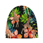 Black Tropical Giraffe Pattern Print Beanie
