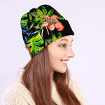 Black Tropical Giraffe Pattern Print Beanie