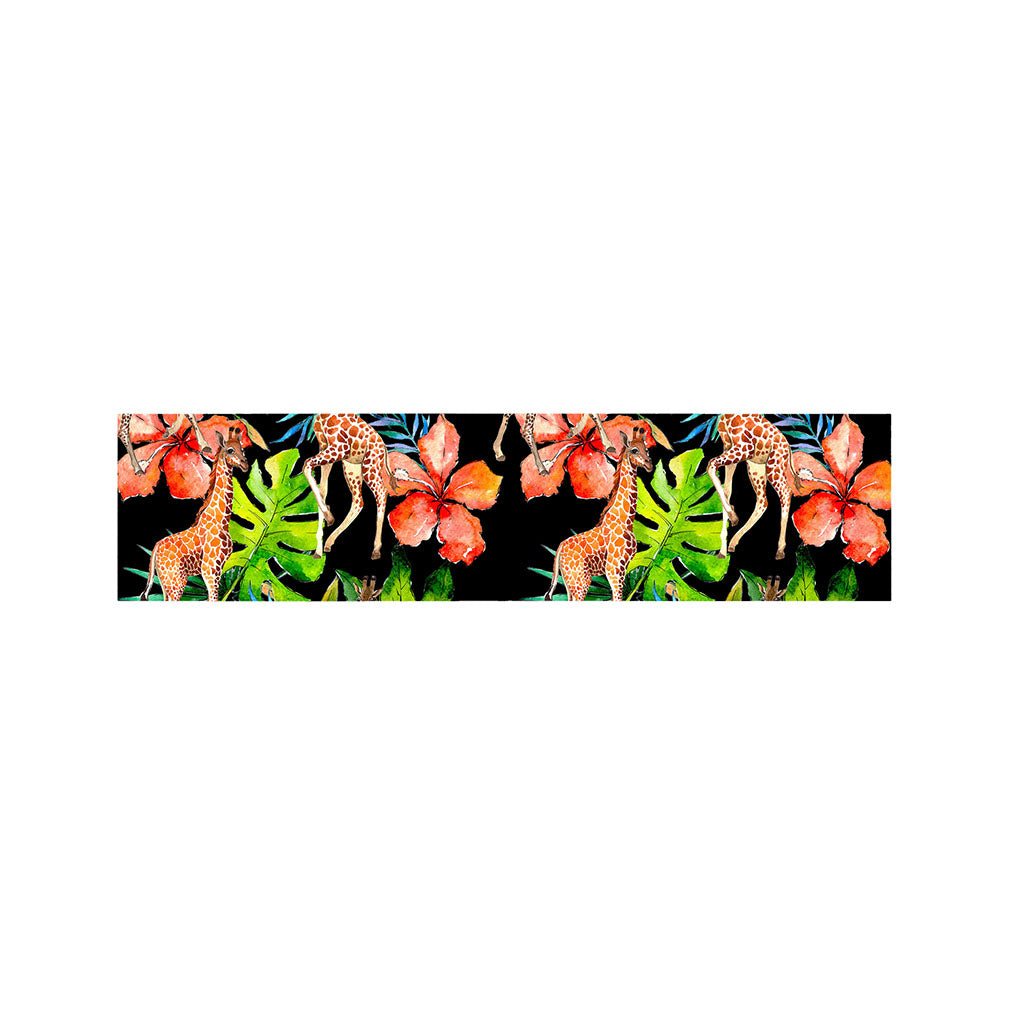 Black Tropical Giraffe Pattern Print Bed Runner