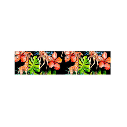 Black Tropical Giraffe Pattern Print Bed Runner