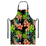 Black Tropical Giraffe Pattern Print Bib Apron With Pocket