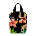 Black Tropical Giraffe Pattern Print Bible Tote Bag