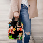 Black Tropical Giraffe Pattern Print Bible Tote Bag