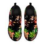 Black Tropical Giraffe Pattern Print Black Running Shoes