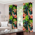 Black Tropical Giraffe Pattern Print Blackout Grommet Curtains