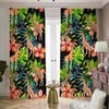 Black Tropical Giraffe Pattern Print Blackout Pencil Pleat Curtains