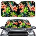 Black Tropical Giraffe Pattern Print Car Windshield Sun Shade