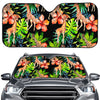 Black Tropical Giraffe Pattern Print Car Windshield Sun Shade