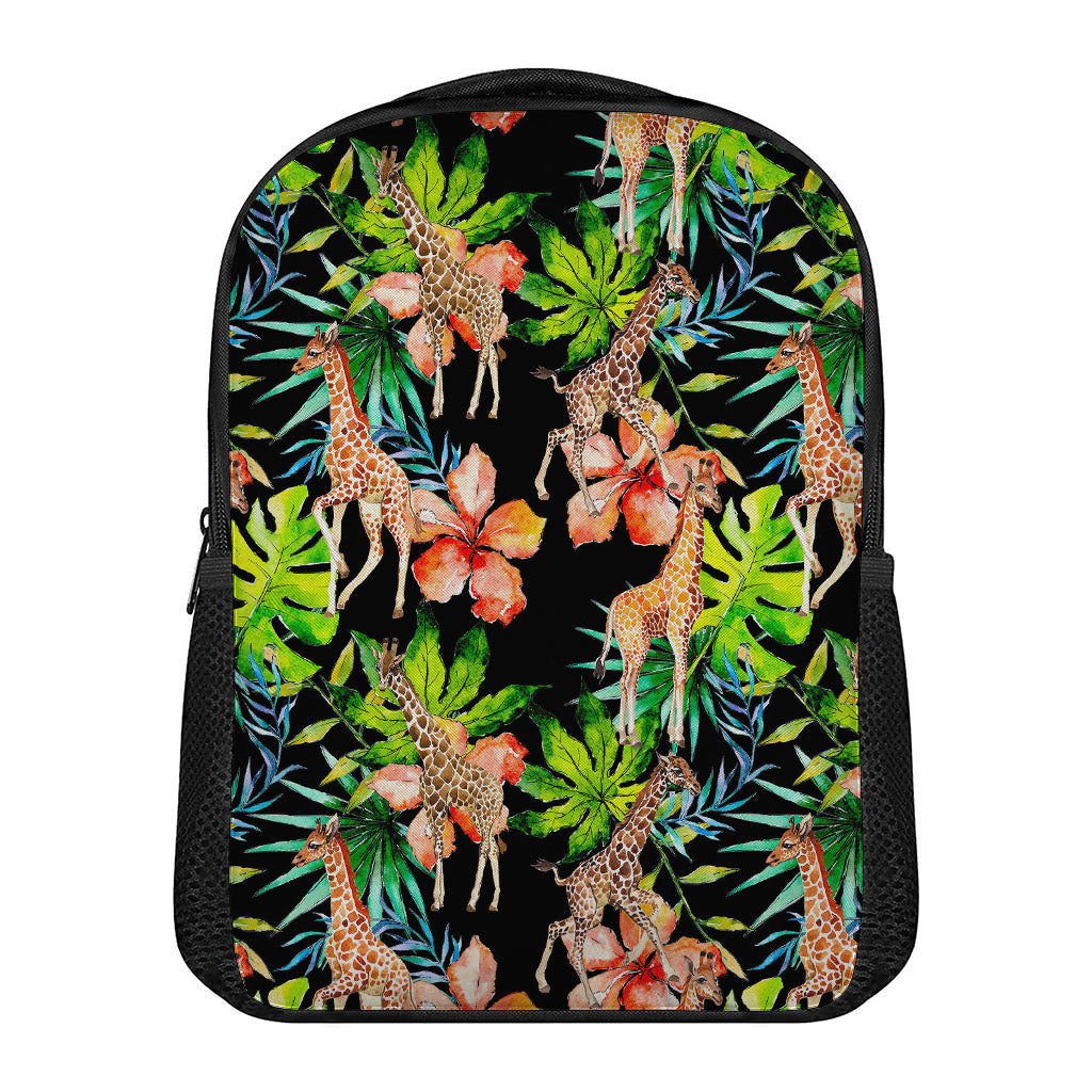 Black Tropical Giraffe Pattern Print Casual Backpack