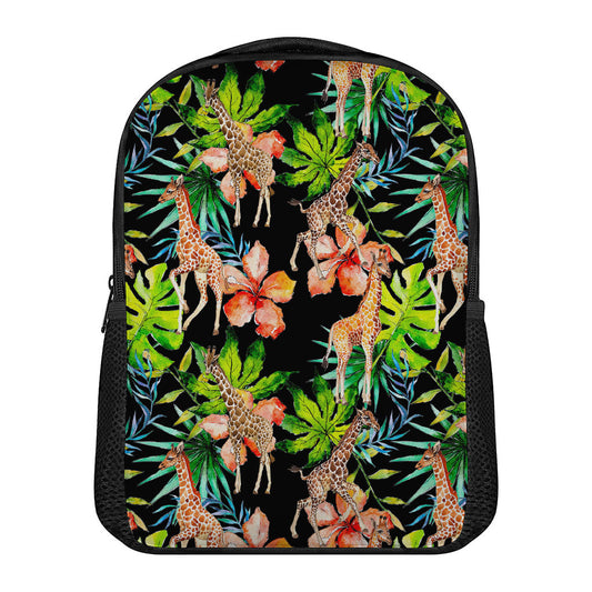 Black Tropical Giraffe Pattern Print Casual Backpack