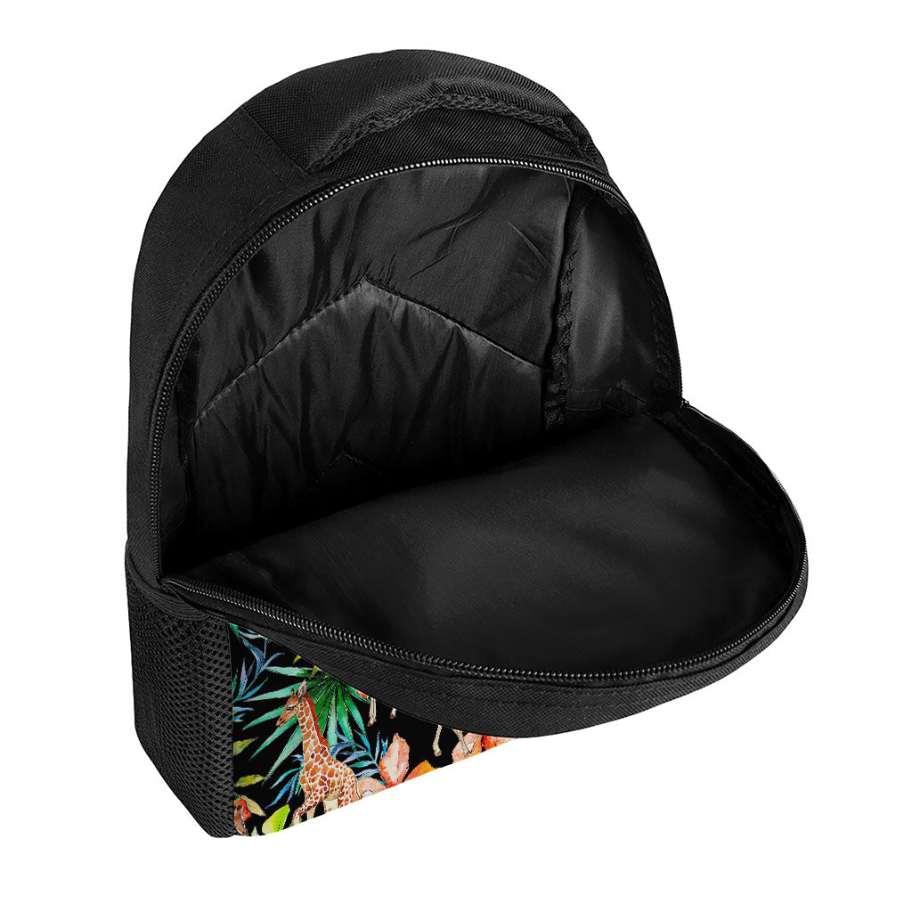 Black Tropical Giraffe Pattern Print Casual Backpack