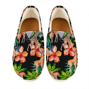 Black Tropical Giraffe Pattern Print Casual Shoes