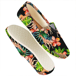 Black Tropical Giraffe Pattern Print Casual Shoes