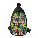 Black Tropical Giraffe Pattern Print Chest Bag