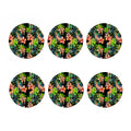 Black Tropical Giraffe Pattern Print Coaster Set