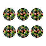 Black Tropical Giraffe Pattern Print Coaster Set