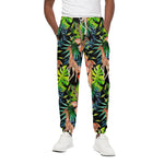 Black Tropical Giraffe Pattern Print Cotton Pants