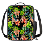 Black Tropical Giraffe Pattern Print Crossbody Lunch Bag
