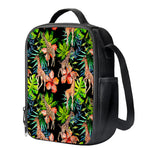 Black Tropical Giraffe Pattern Print Crossbody Lunch Bag
