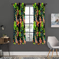 Black Tropical Giraffe Pattern Print Grommet Curtain Panels
