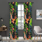 Black Tropical Giraffe Pattern Print Curtain