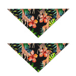 Black Tropical Giraffe Pattern Print Dog Bandana