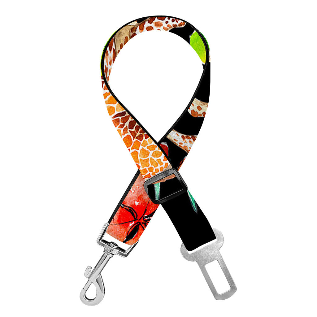 Black Tropical Giraffe Pattern Print Dog Seat Belt