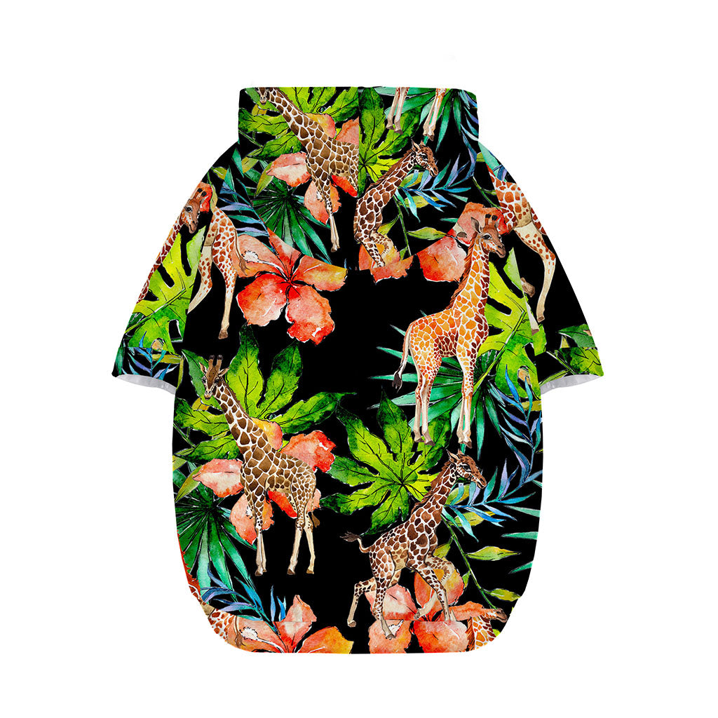Black Tropical Giraffe Pattern Print Dog Zip Up Hoodie