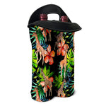 Black Tropical Giraffe Pattern Print Double Neoprene Wine Tote