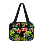 Black Tropical Giraffe Pattern Print Double Strap Bible Bag