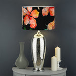 Black Tropical Giraffe Pattern Print Drum Lamp Shade