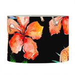 Black Tropical Giraffe Pattern Print Drum Lamp Shade