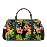 Black Tropical Giraffe Pattern Print Duffle Bag