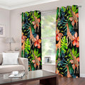 Black Tropical Giraffe Pattern Print Extra Wide Grommet Curtains
