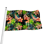 Black Tropical Giraffe Pattern Print Flag