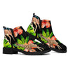 Black Tropical Giraffe Pattern Print Flat Ankle Boots