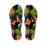 Black Tropical Giraffe Pattern Print Flip Flops