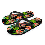 Black Tropical Giraffe Pattern Print Flip Flops