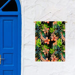 Black Tropical Giraffe Pattern Print Garden Flag