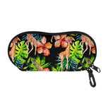 Black Tropical Giraffe Pattern Print Glasses Case