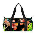 Black Tropical Giraffe Pattern Print Gym Bag