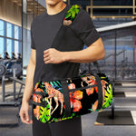 Black Tropical Giraffe Pattern Print Gym Bag