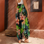 Black Tropical Giraffe Pattern Print Harem Pants